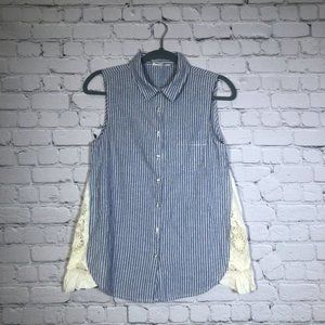 White Crow Stripe Tank Top Size Small